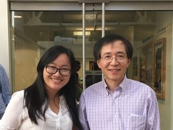 Professor Xuming He awarding Ketian Yu an Outstanding first year Master's student award for the 2015-2016 academic year 